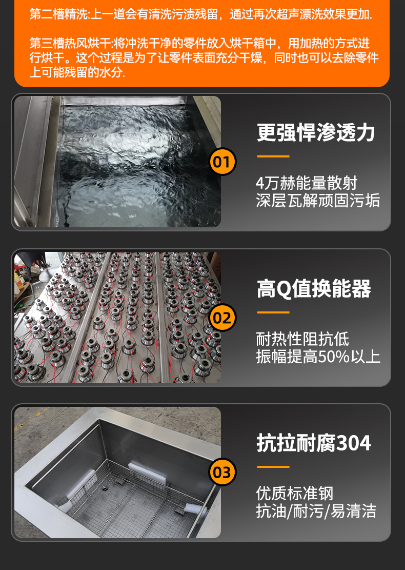冠博仕GF1240HL三槽超聲波清洗機 | 45L/600W | 大型工業(yè)過濾漂洗烘干汽修模具五金除油銹清潔器